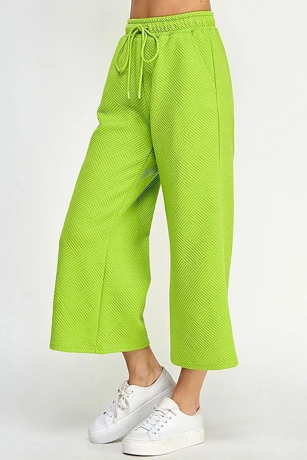 TEXTURED CROPPED WIDE PANTS