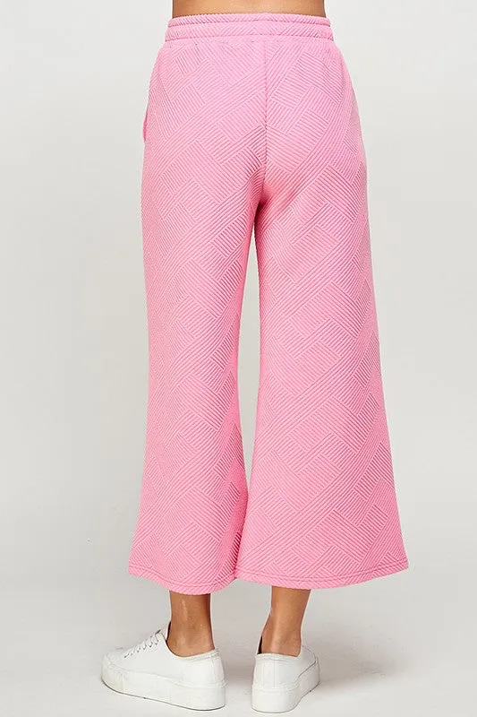 TEXTURED CROPPED WIDE PANTS