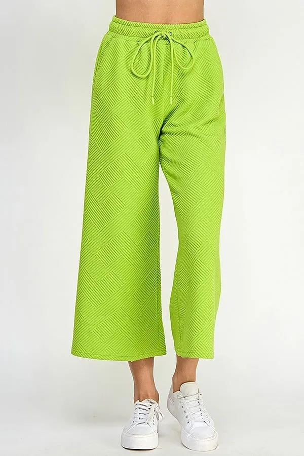 TEXTURED CROPPED WIDE PANTS