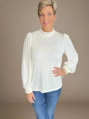Textured Ivory Long Sleeve Top