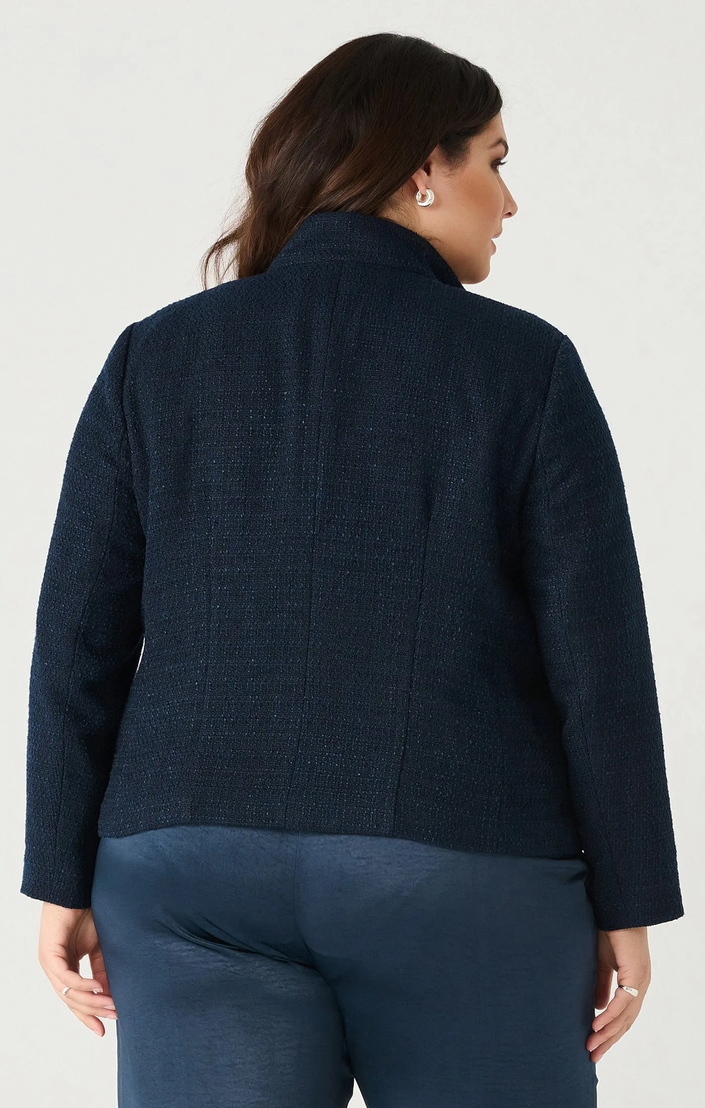 Textured Pocket Detail Jacket in Textured Navy