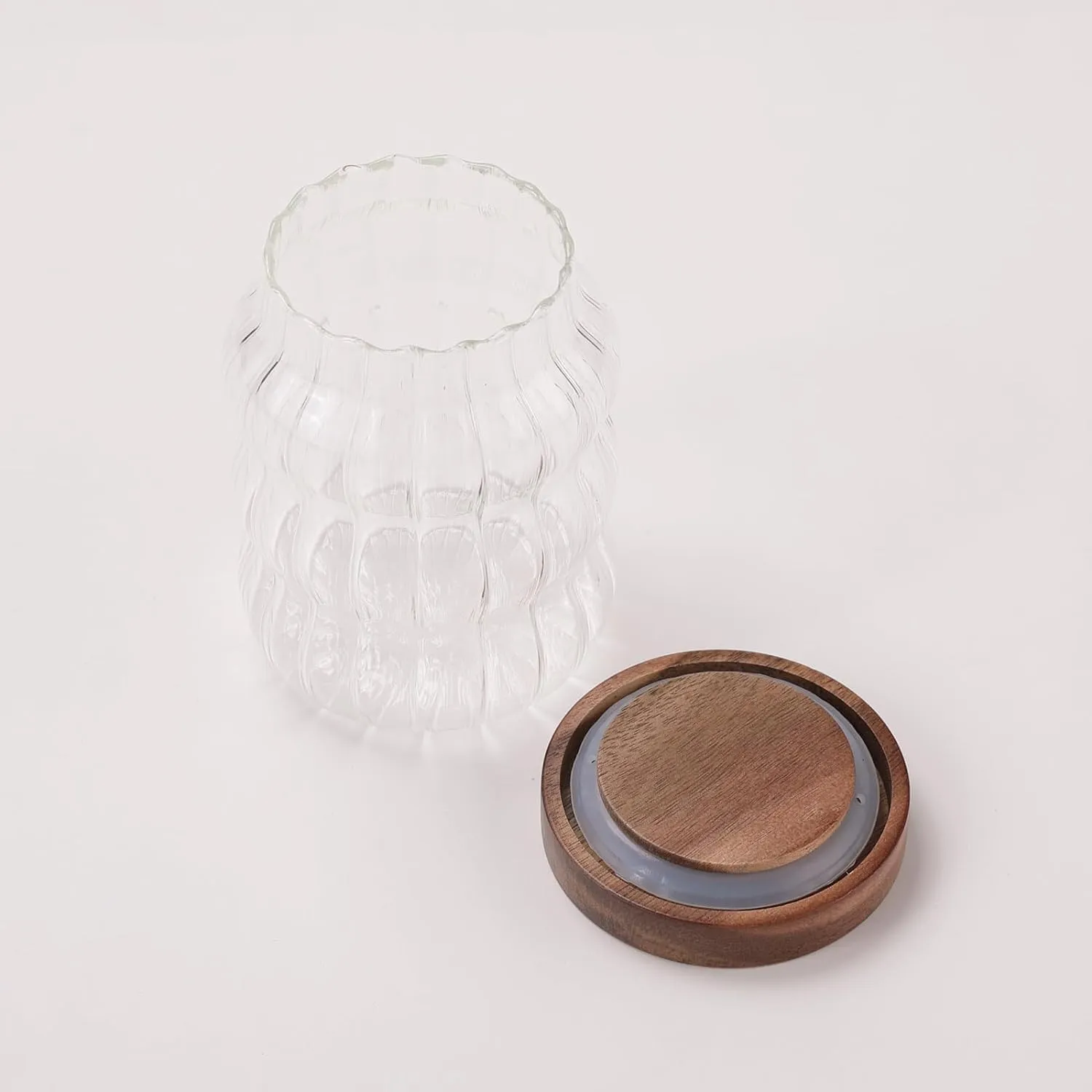 The Better Home Pack of 2 620ml Each Borosilicate Kitchen Containers Set with Acacia Lid | Microwave Safe | Multi-Utility, Leakproof, Airtight Storage Jar For Cookies,Snacks,Tea,Coffee,Sugar