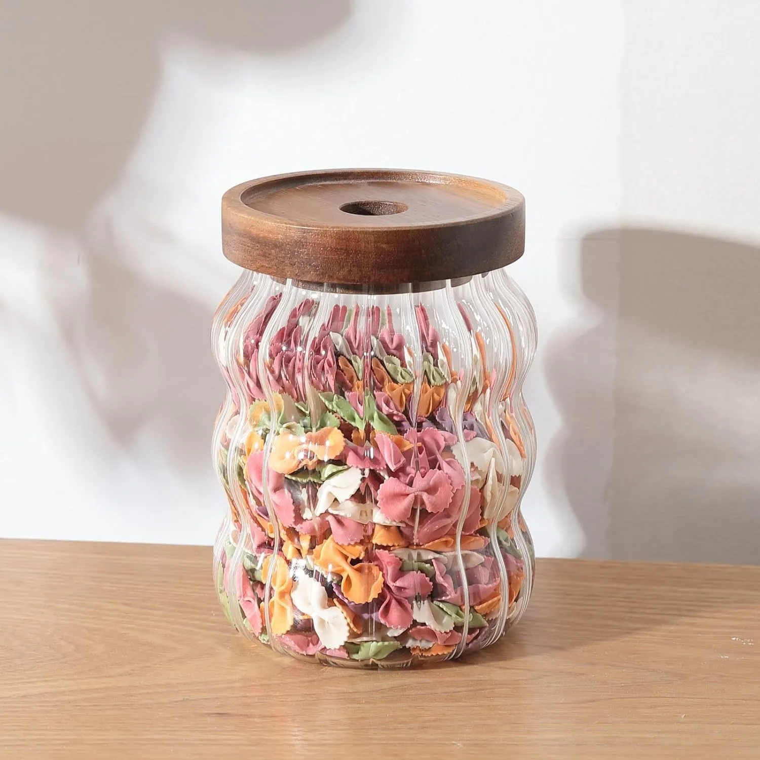 The Better Home Pack of 2 620ml Each Borosilicate Kitchen Containers Set with Acacia Lid | Microwave Safe | Multi-Utility, Leakproof, Airtight Storage Jar For Cookies,Snacks,Tea,Coffee,Sugar