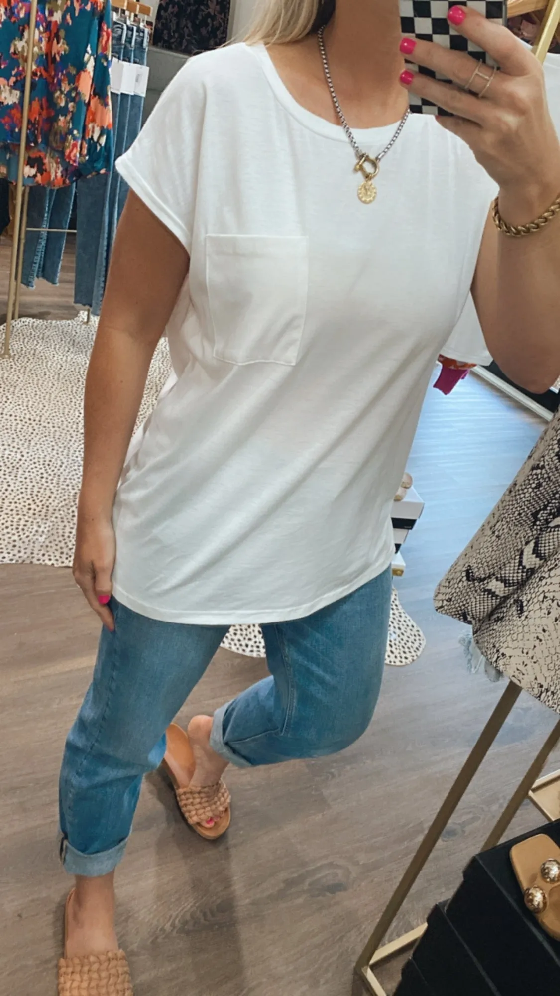The Britt Basic Pocket Tee in White