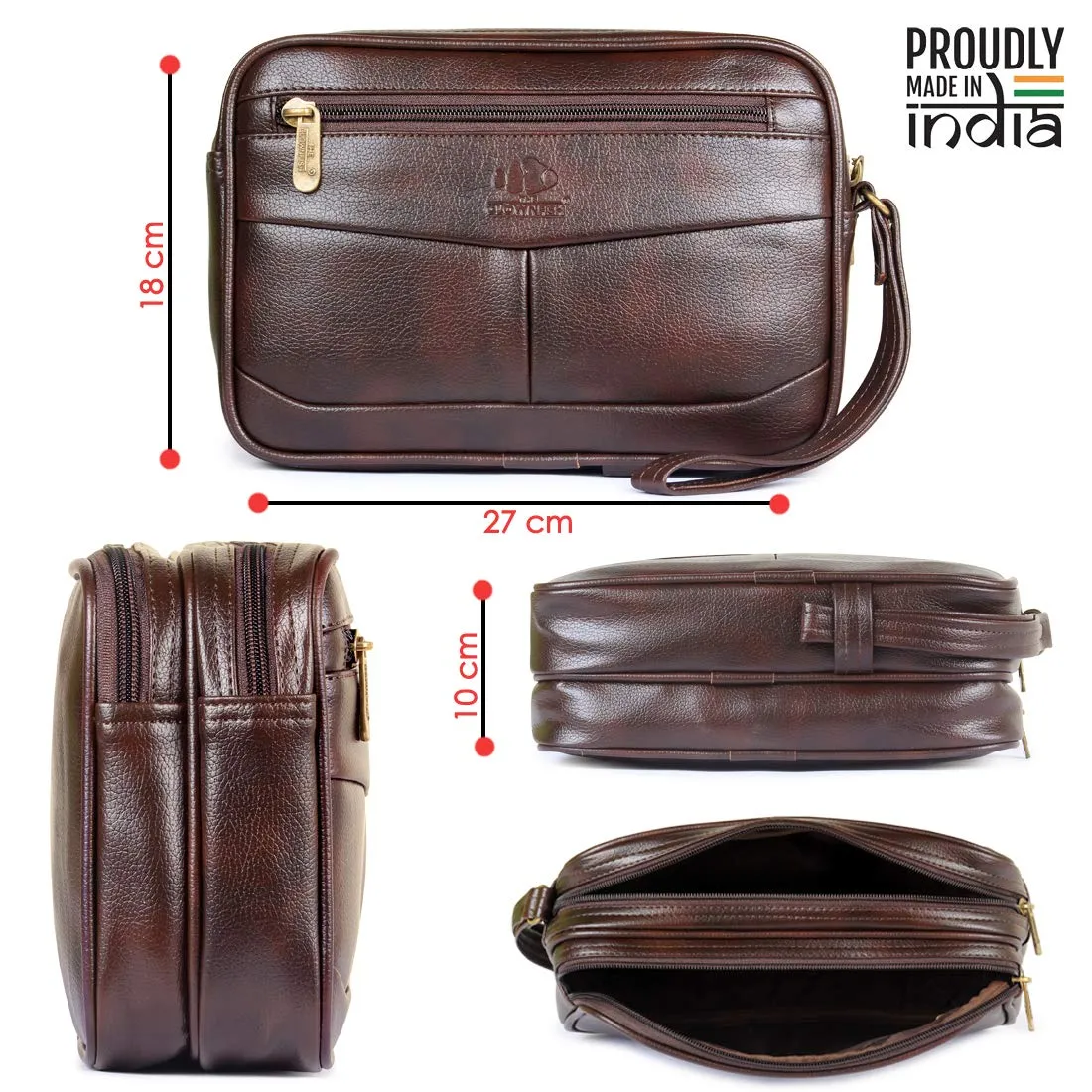 The Clownfish Multipurpose Travel Pouch Money Cash Pouch Wrist Handbag Clutch (Dark Brown)