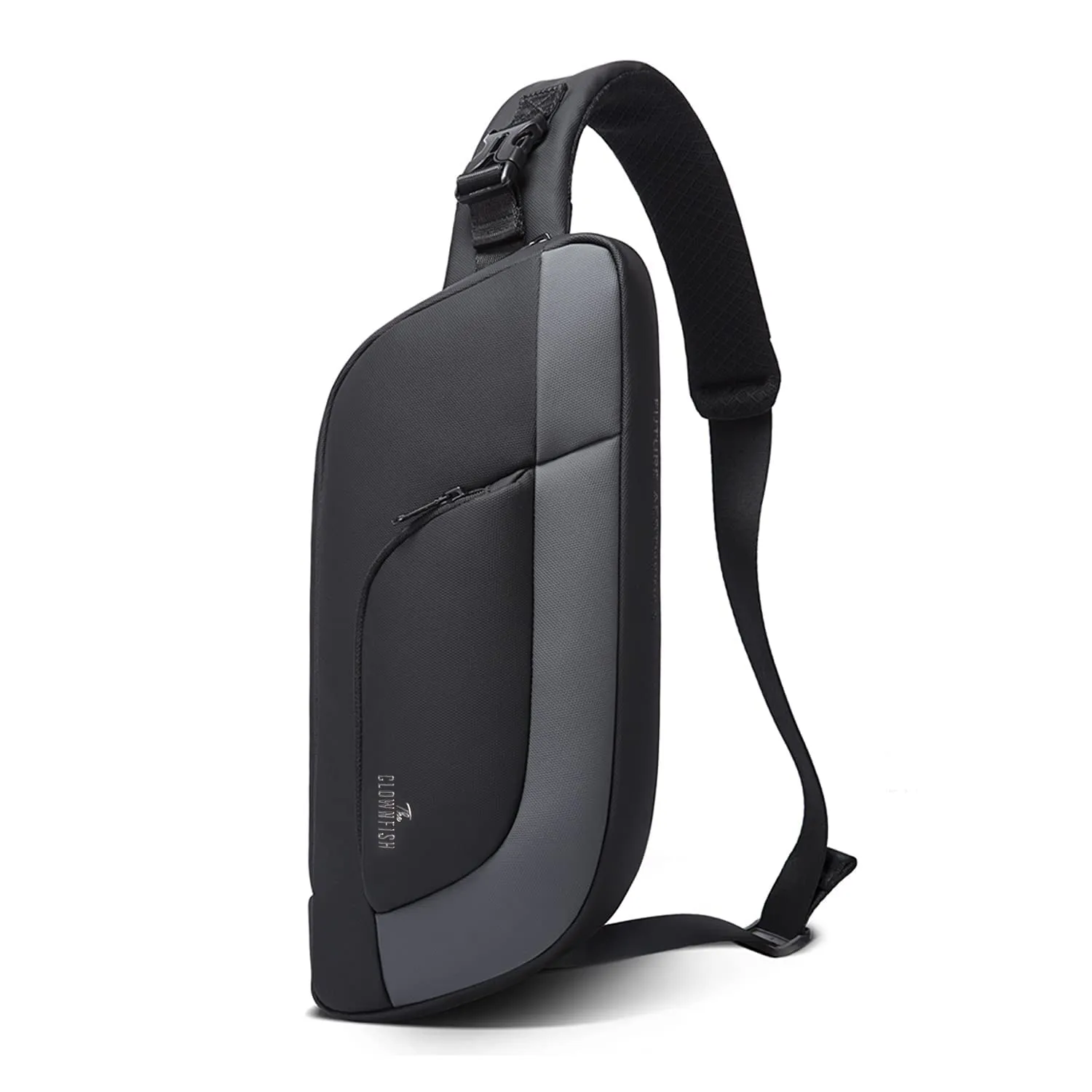 THE CLOWNFISH Water Resistant Polyester Slim Unisex Travel Crossbody Sling Bag Chest Pack (Grey)