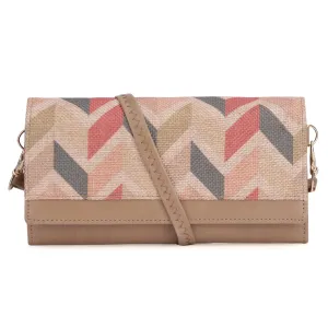 THE CLOWNFISH Women Erika Printed Handicraft Fabric & Vegan Leather Ladies Wallet Purse Sling Bag With Multiple Card Slots & Shoulder Belt (Cream) THE CLOWNFISH Women Erika Printed Handicraft Fabric & Vegan Leather Ladies Wallet Purse Sling Bag With Multiple Card Slots & Shoulder Belt (Cream)