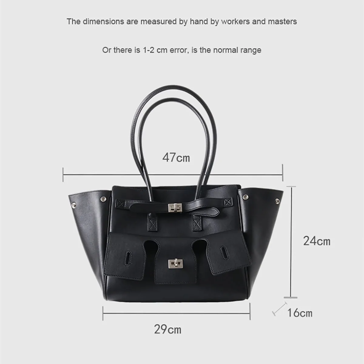 The Emmy | Luxury Black Leather Tote Bag – Elegant & Spacious