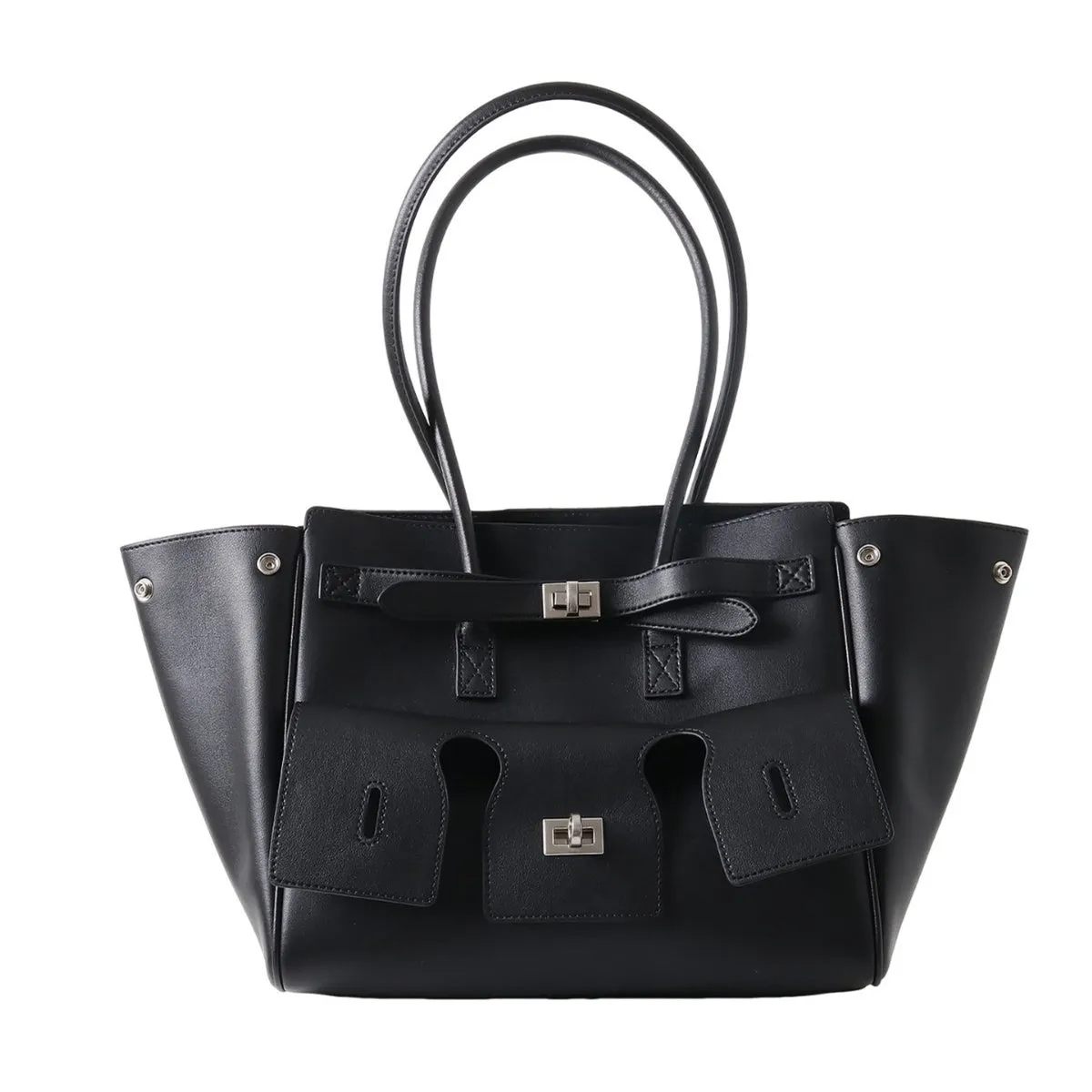 The Emmy | Luxury Black Leather Tote Bag – Elegant & Spacious