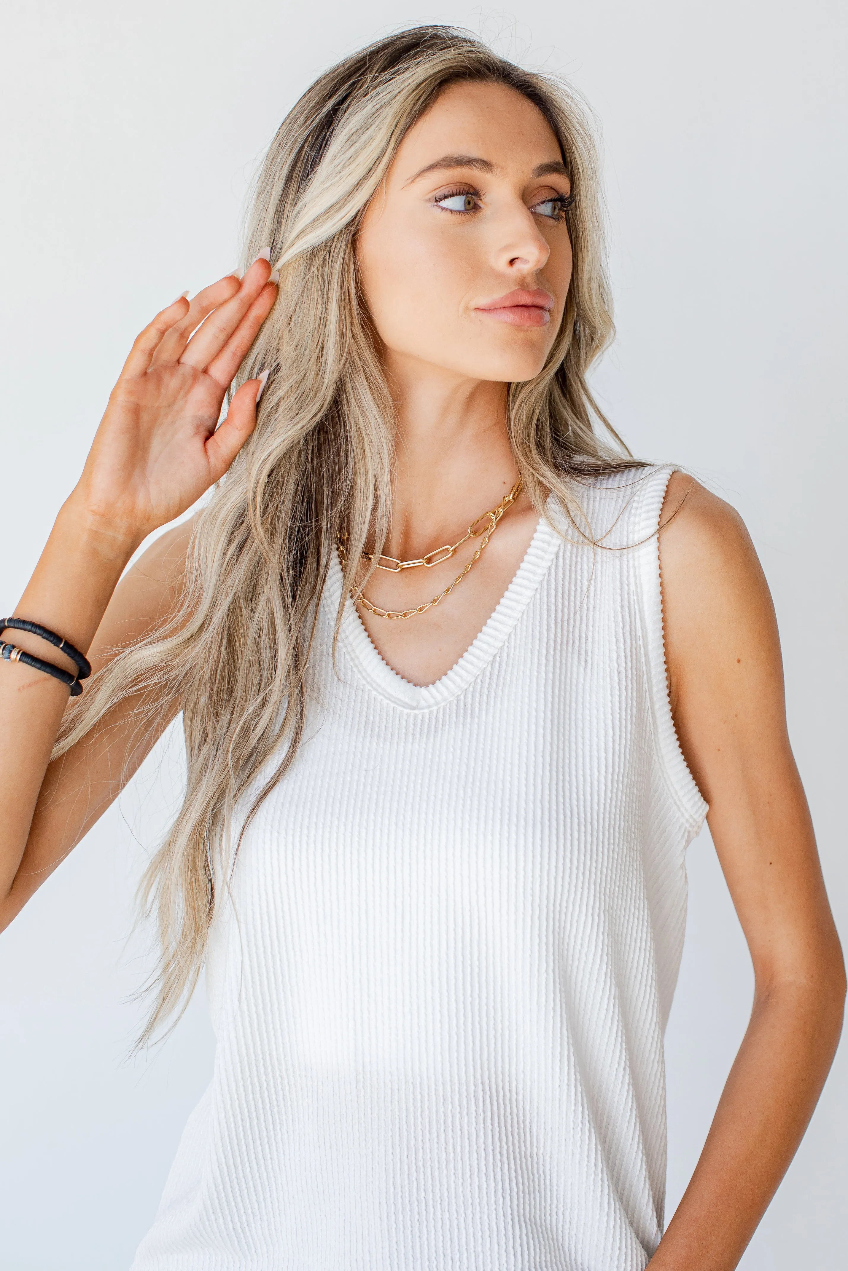 The Everyday Corded V-Neck Tank