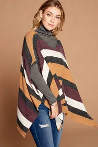 The Fall Hayride Striped Poncho by Oddi