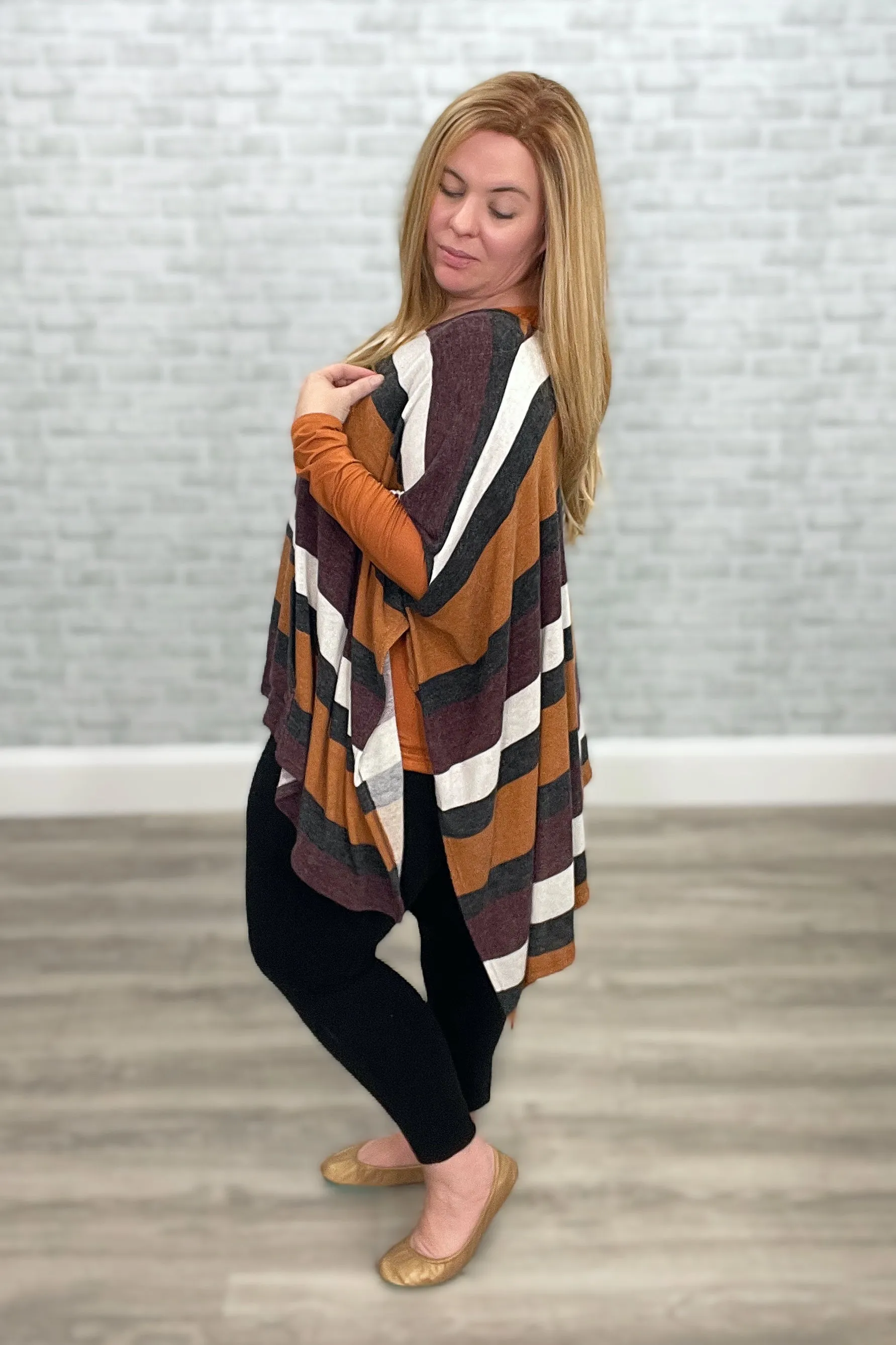 The Fall Hayride Striped Poncho by Oddi