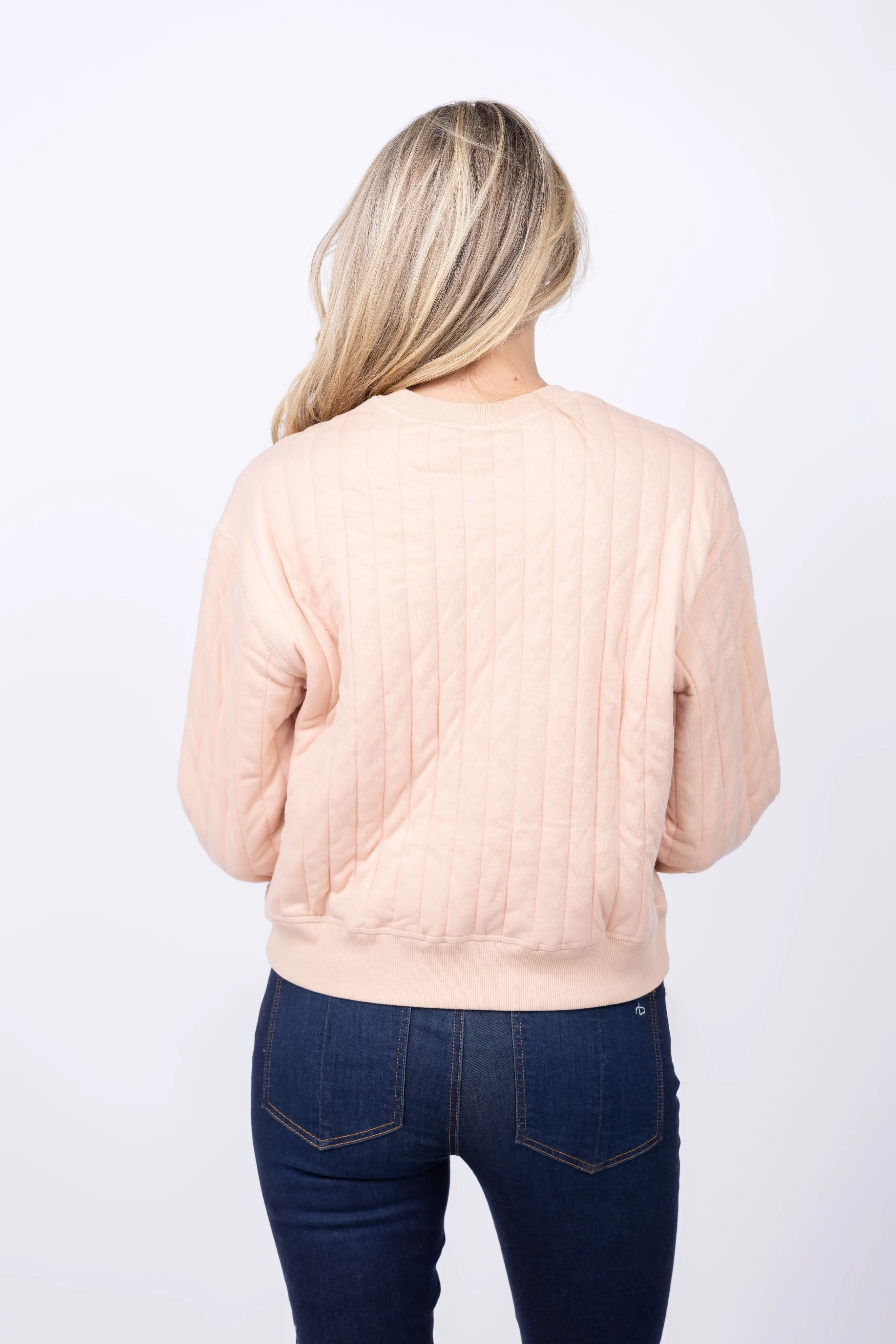 The Great.  The Reverse Quilted Avalanche Sweatshirt in Cloud Pink