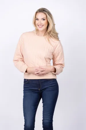 The Great.  The Reverse Quilted Avalanche Sweatshirt in Cloud Pink