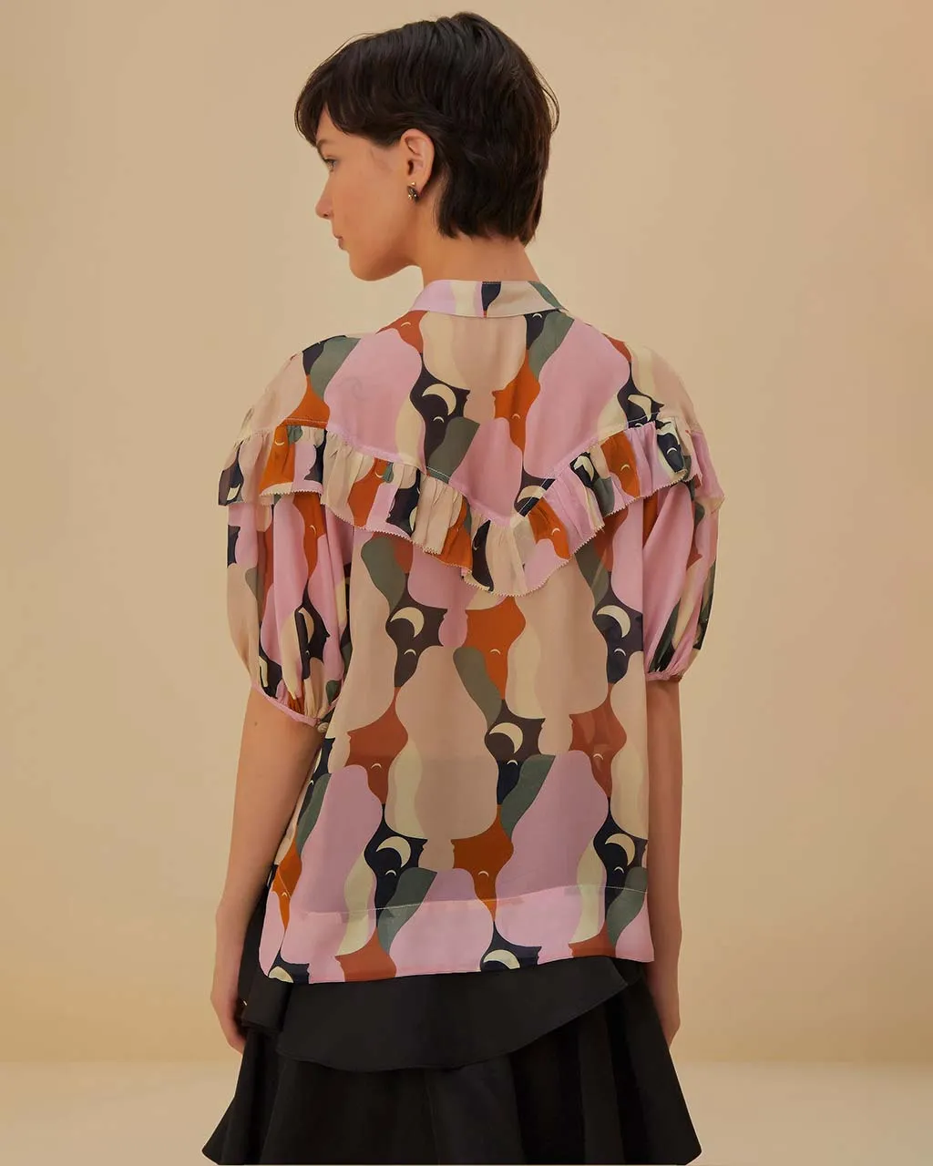 The Kiss Multicolor Short Sleeve Blouse