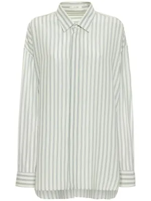 The Row   Sisca striped long silk shirt 