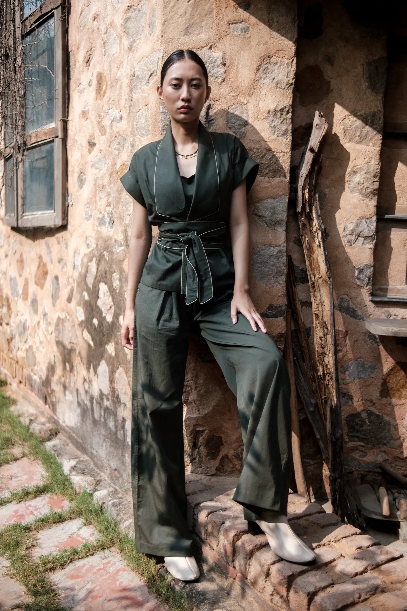 The Terra Tribe Deep Green Berlin Shawl Collar