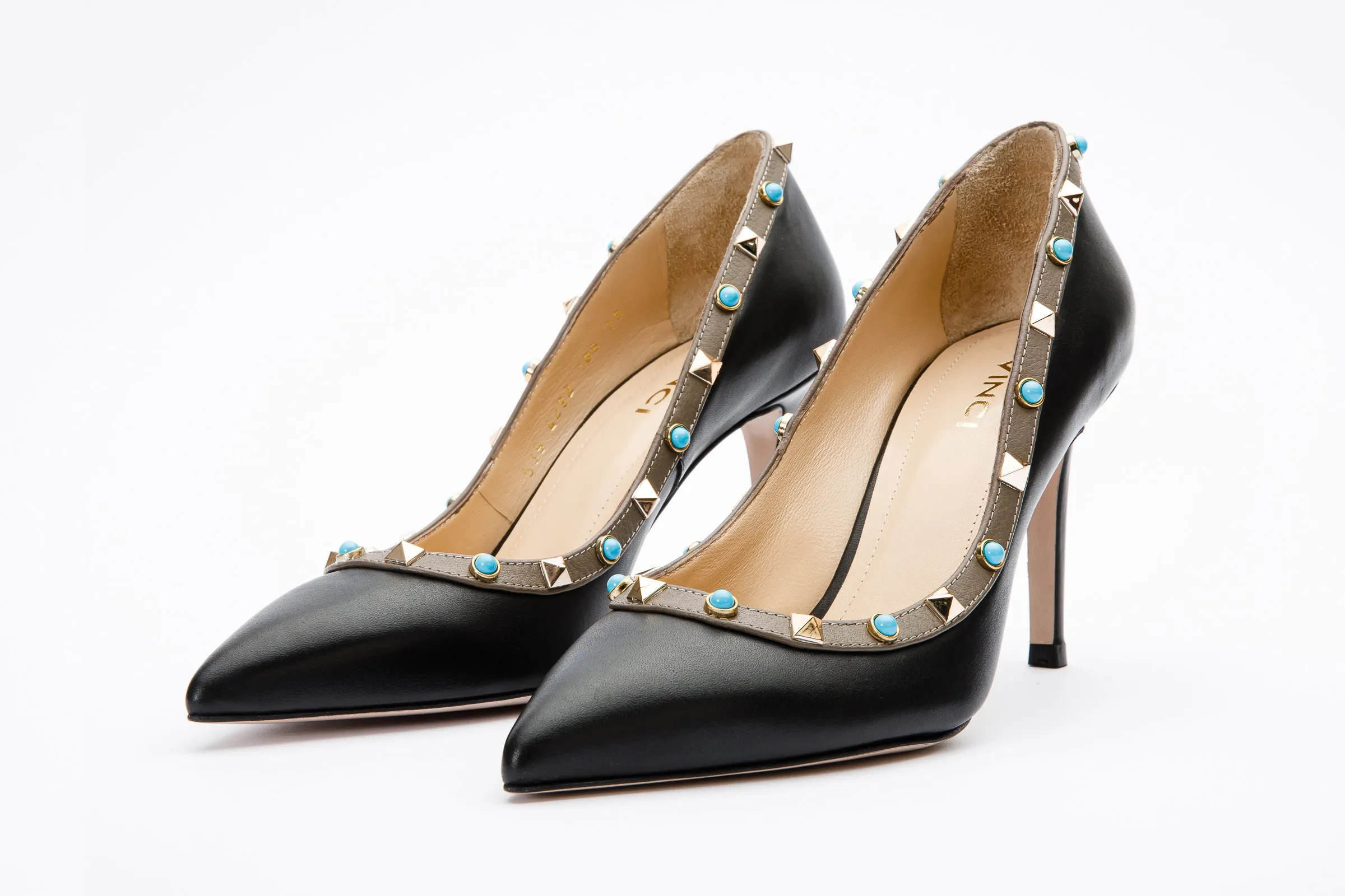 The Tikapur Black Leather Pump Women Shoe