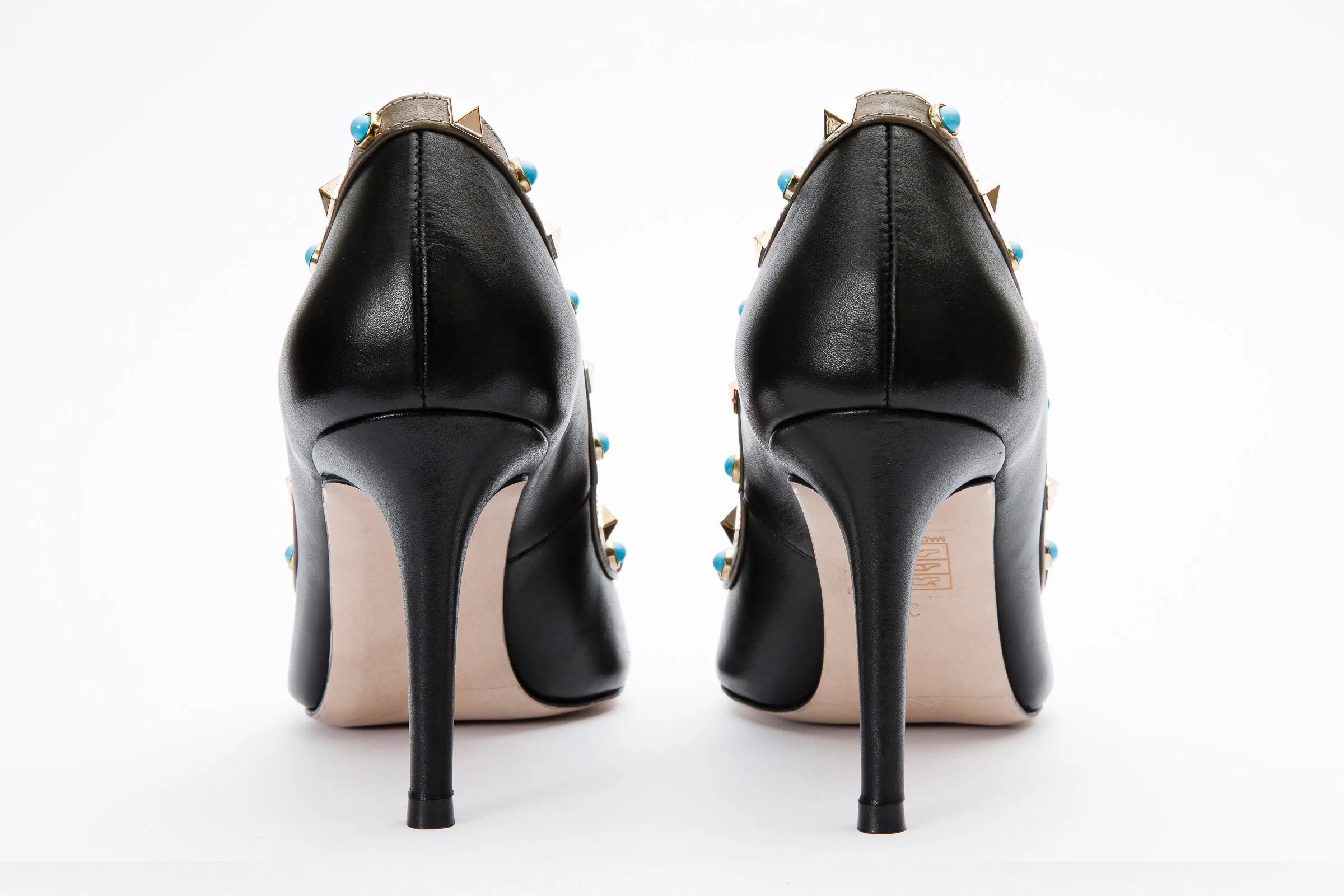 The Tikapur Black Leather Pump Women Shoe