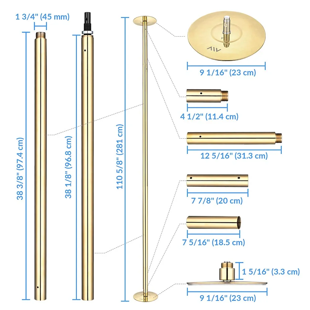 TheLAShop 9ft Golden Spinning Strip Pole