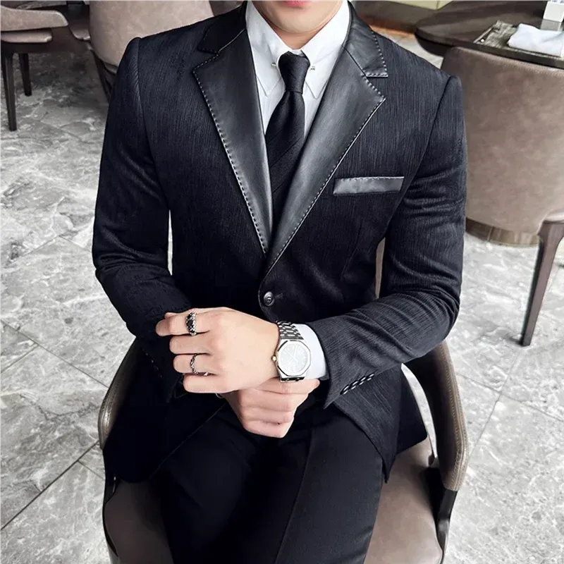 Thick Striped Texture Formal Blazer