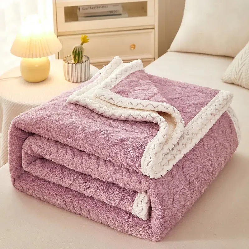 Thick Warm Coral Fleece Sofa Blanket