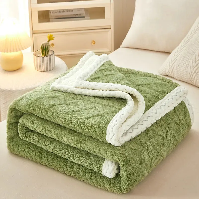 Thick Warm Coral Fleece Sofa Blanket
