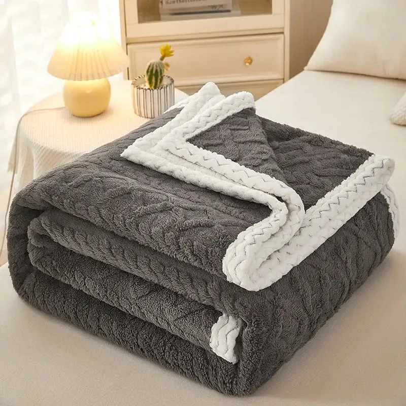 Thick Warm Coral Fleece Sofa Blanket