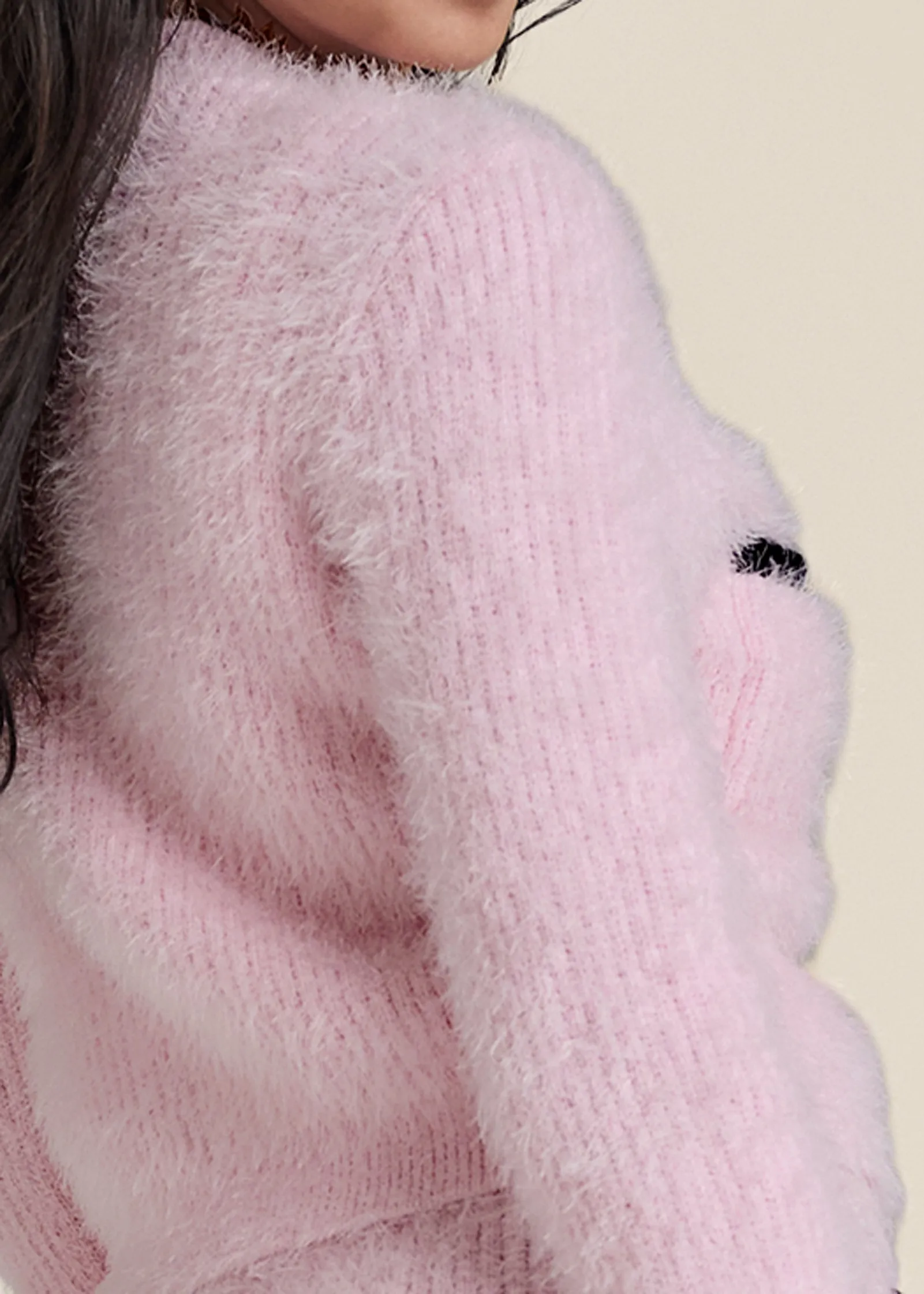 Three Piece Sweater Knit Skirt Set  - Pale Pink