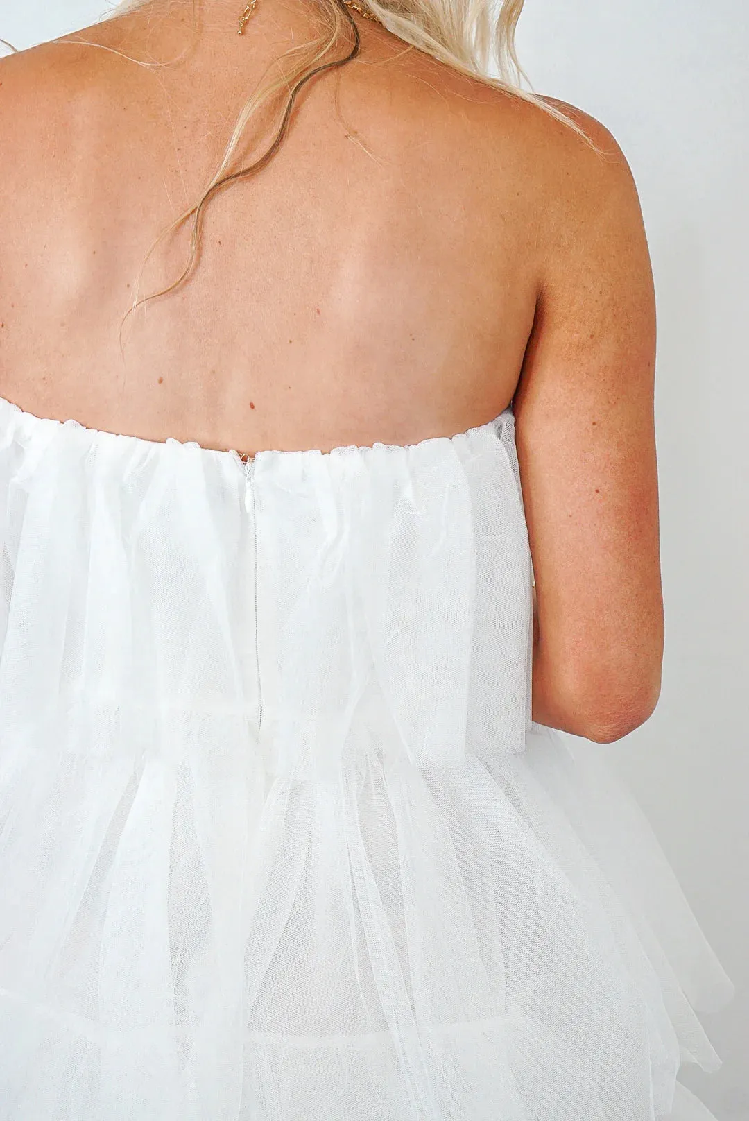 Tiered Tulle White Hi-low Dress
