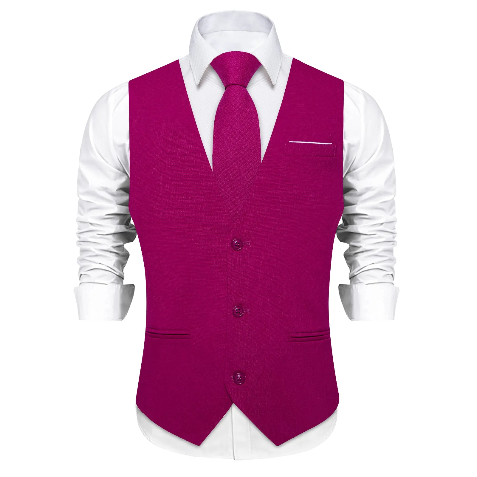 Ties2you Red Violet Solid Jacquard Men's Vest Necktie Bowtie Set