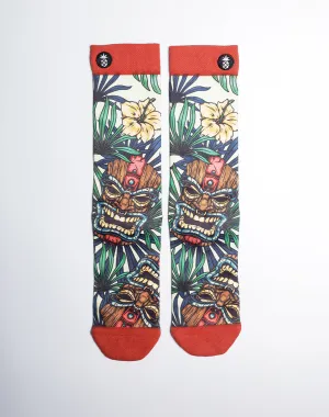 Tiki Tribe Floral Printed Multicolor Crew Socks