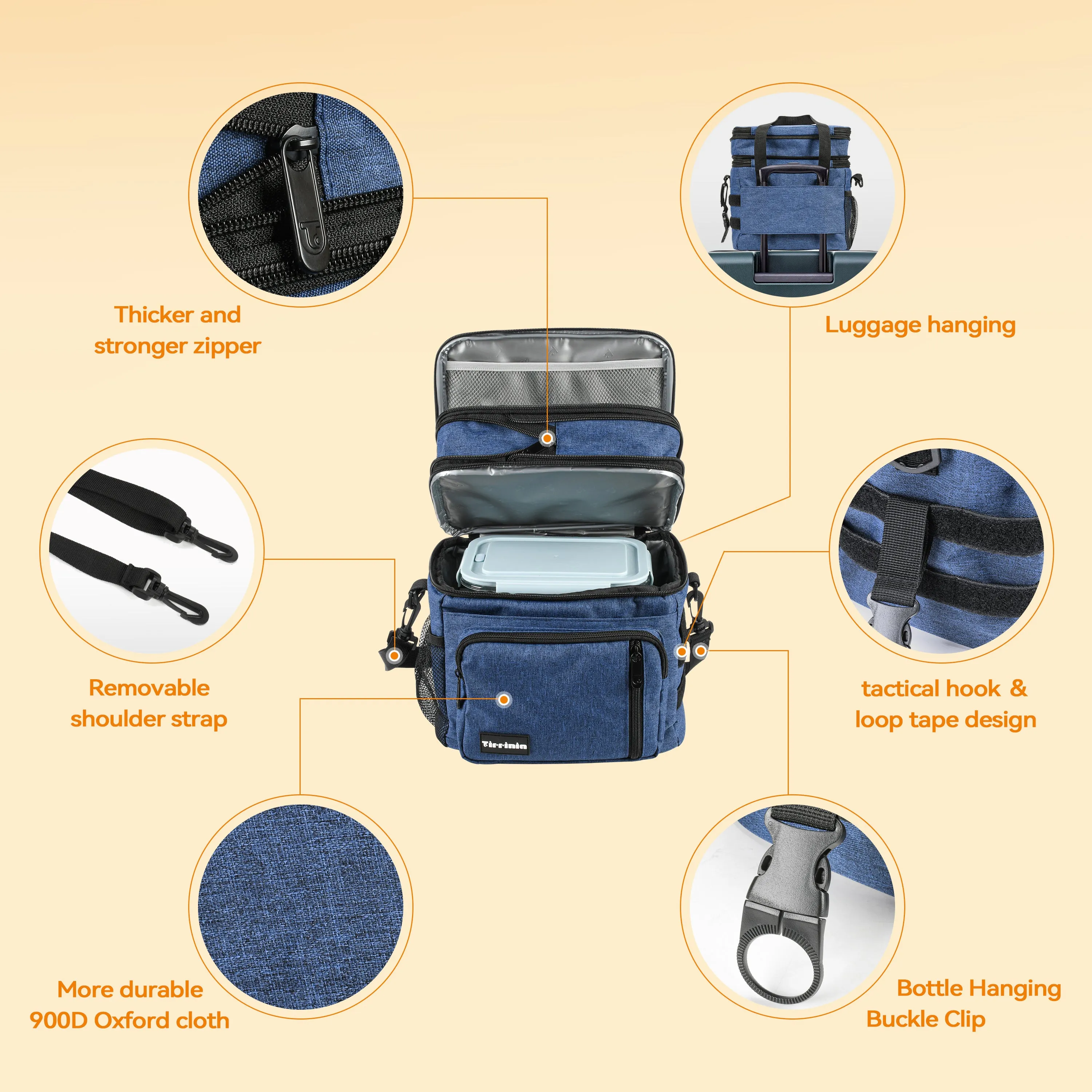 Tirrinia Large Capacity Expandable Insulated Lunch Bag