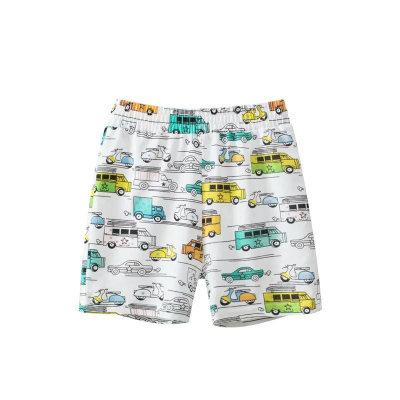 Toddler/Kid Boy Vehicle Prints Casual Shorts (3 Designs)