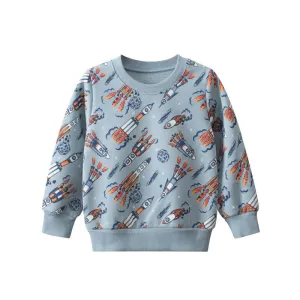 Toddler/Kid Boy's Allover Rocket Print Design Sweatshirt