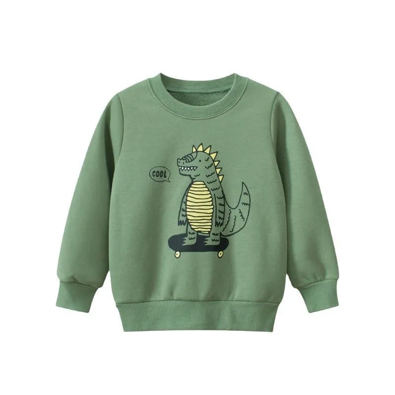 Toddler/Kid Boy's Dinosaur Print Design Green Sweatshirt