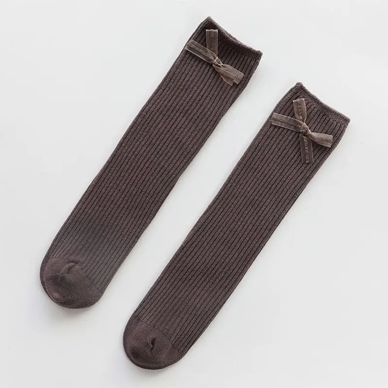 Toddler/Kid Girl Bowknot Solid Color Stockings (6 Colors)