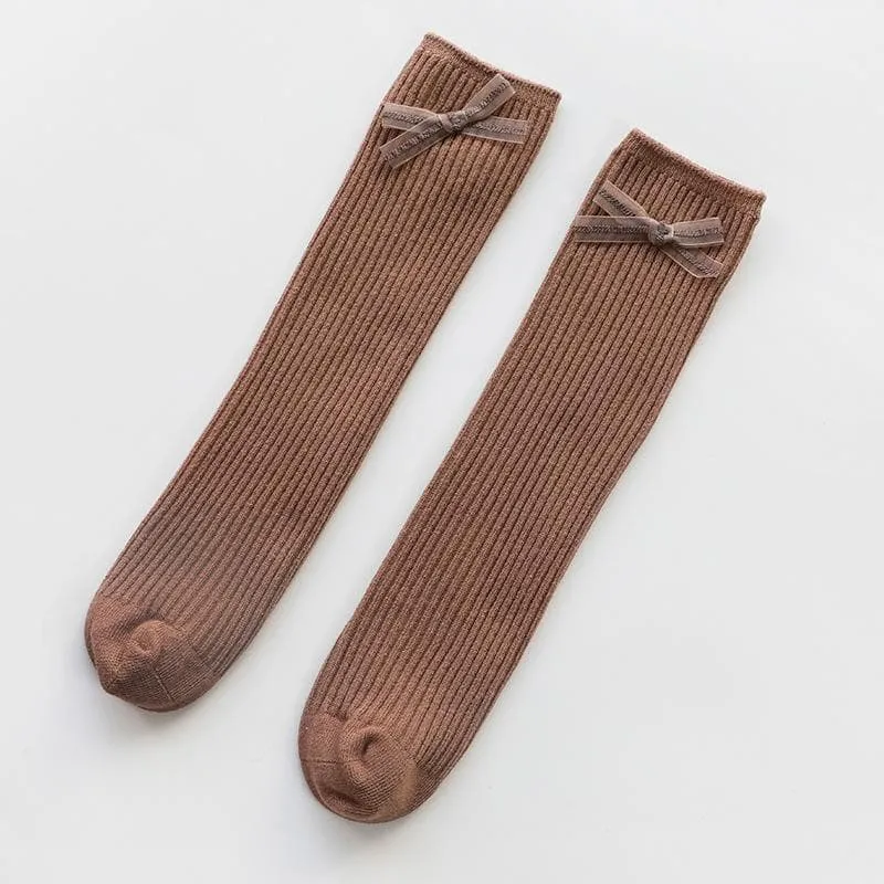Toddler/Kid Girl Bowknot Solid Color Stockings (6 Colors)