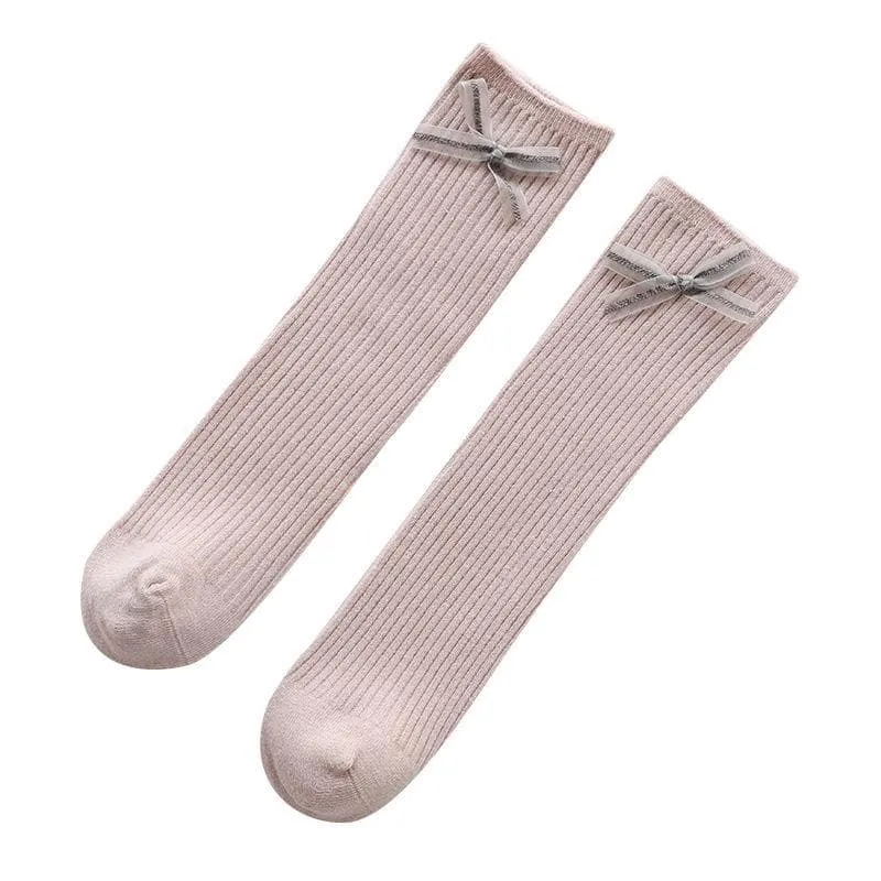 Toddler/Kid Girl Bowknot Solid Color Stockings (6 Colors)