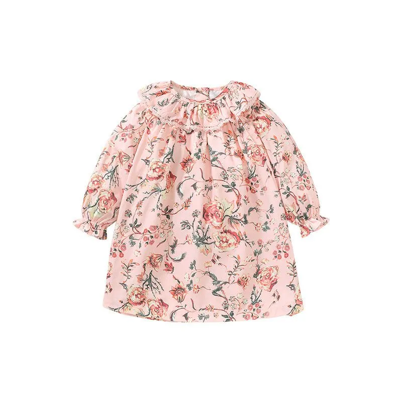 Toddler/Kid Girl Floral Prints Oversize Fit Pink Dress