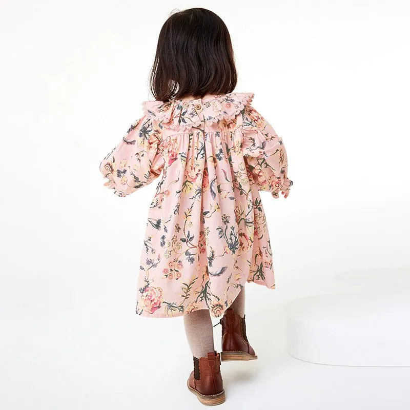 Toddler/Kid Girl Floral Prints Oversize Fit Pink Dress