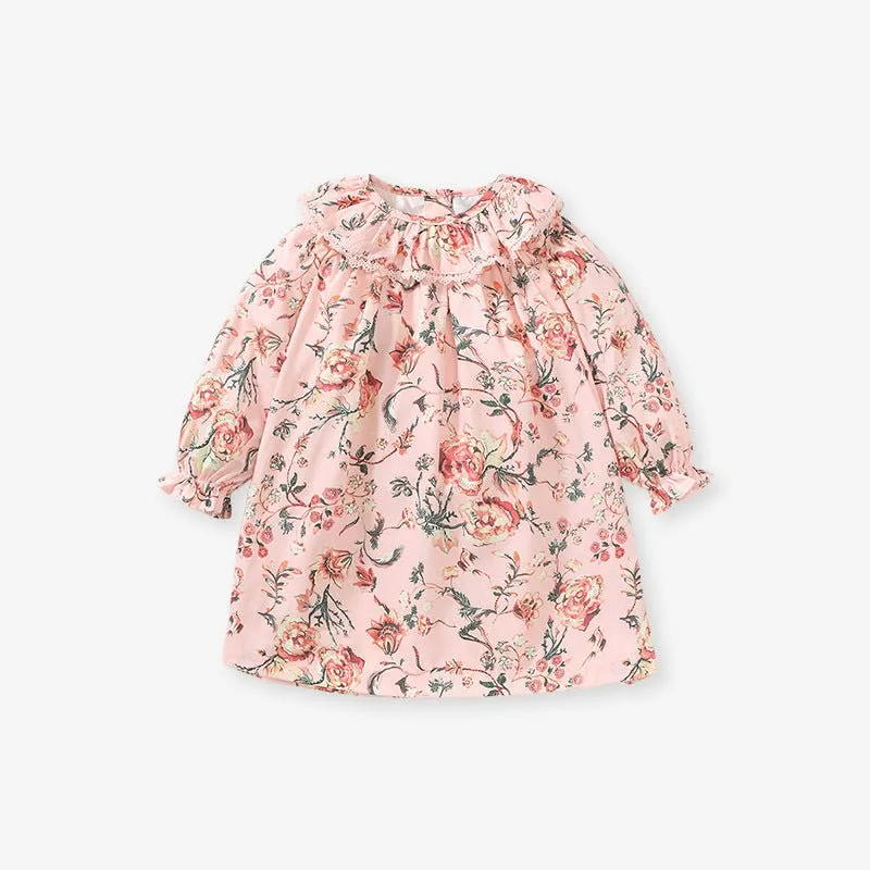 Toddler/Kid Girl Floral Prints Oversize Fit Pink Dress