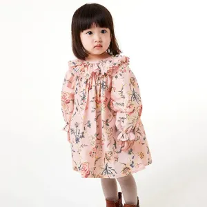 Toddler/Kid Girl Floral Prints Oversize Fit Pink Dress