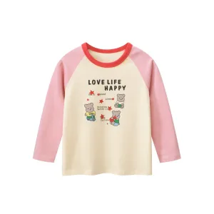 Toddler/Kid Girl Happy Life Bears Design Long Sleeve Shirt