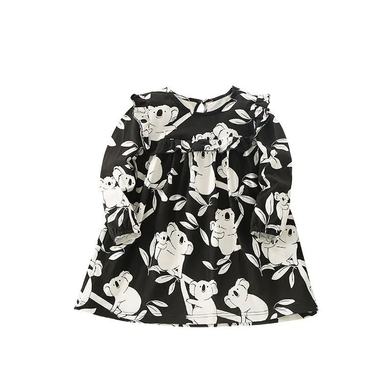 Toddler/Kid Girl Koala Bears Print Long Sleeve Dress