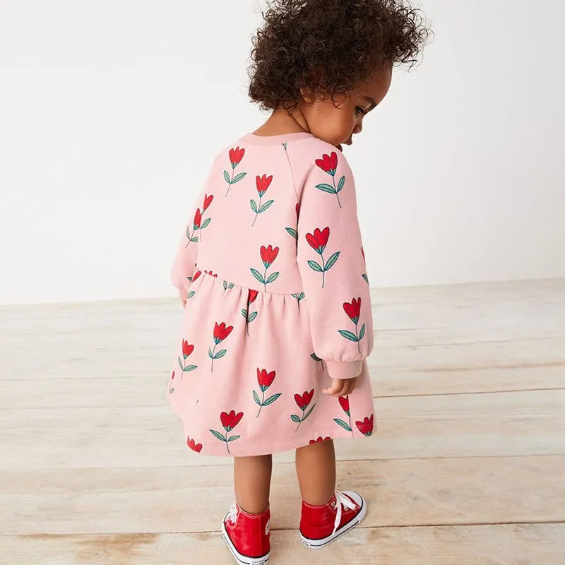 Toddler/Kid Girl Roses Print Pink Sweater Dress