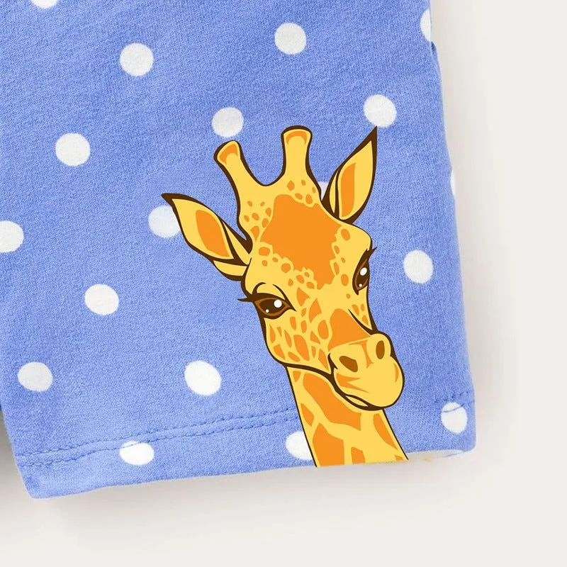 Toddler/Kid Girl's Blue Giraffe Design Shorts for Summer