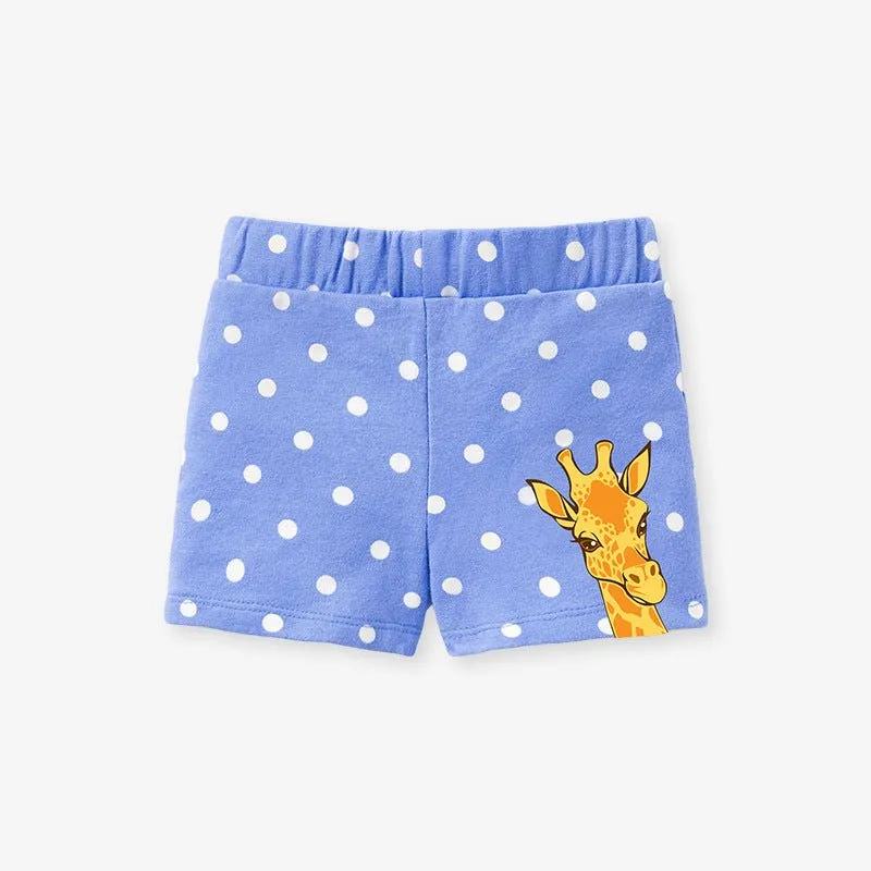Toddler/Kid Girl's Blue Giraffe Design Shorts for Summer