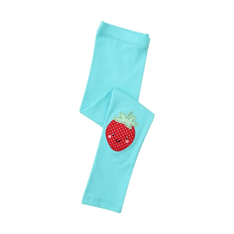 Toddler/Kid Girl's Blue Leggings with Strawberry Design