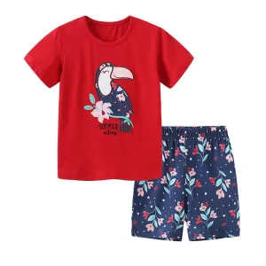 Toddler/Kid Girl's Cartoon Design Red Top with Shorts Set